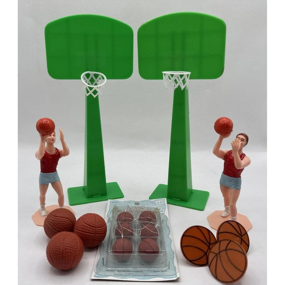 Vintage Bakery Crafts Figures Basketball Players Cake Cupcake Toppers Decoration